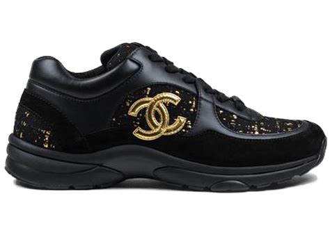 chanel low top trainer cc suede tweed|Chanel sneakers.